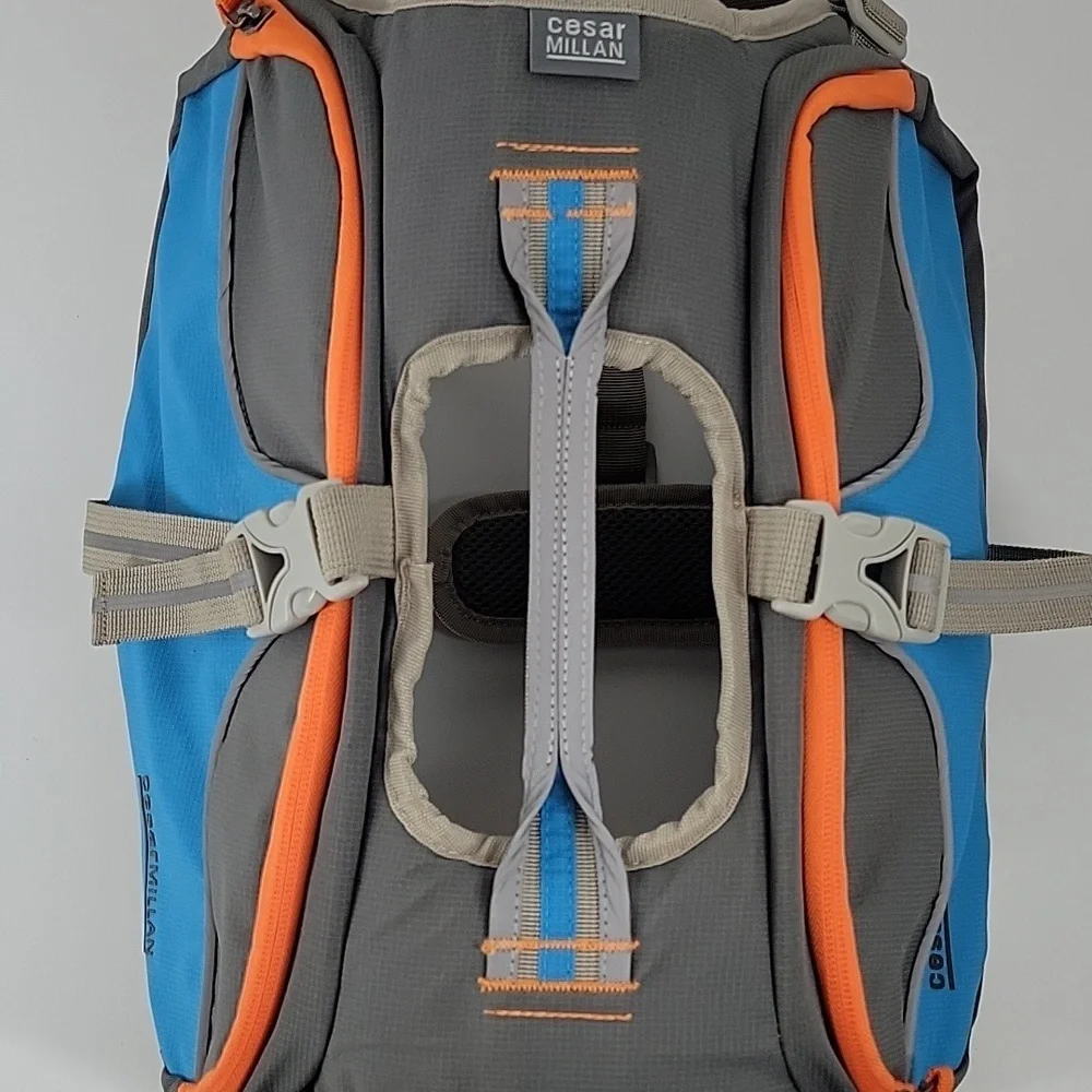 Cesar Millan Blue and Orange Dog Backpack Large NWOT
